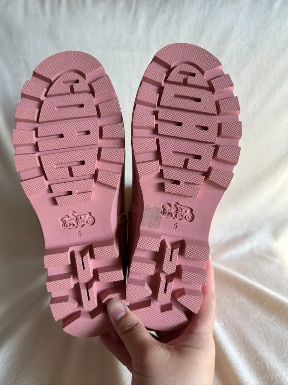 NIB! Rare! Coach CW977 Women's Ryder Rainboot In Pink Petal Size US 5B/EUR 35.5B